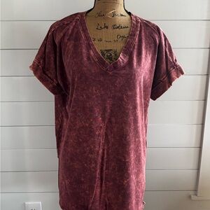 Women's V-Neck Maroon Top